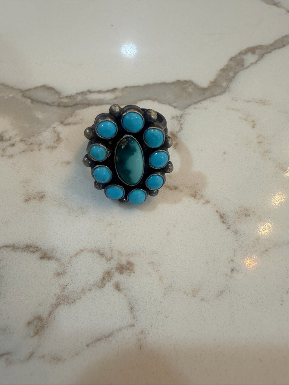 Turquoise Oval Cluster Ring